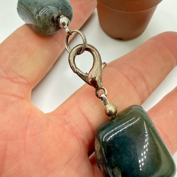 Massive Chunky Multi Agate Nugget Statement Necklace 16” 154g Natural Stone Boho - Picture 13 of 17